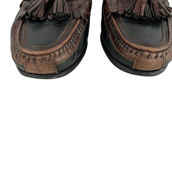 Johnston & Murphy Passport 2 Tone Black/Brown Leather Loafers w Tassels Size 9.5 main image 11